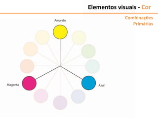 Elementos visuais - Cor
Combinações
Primárias
 
