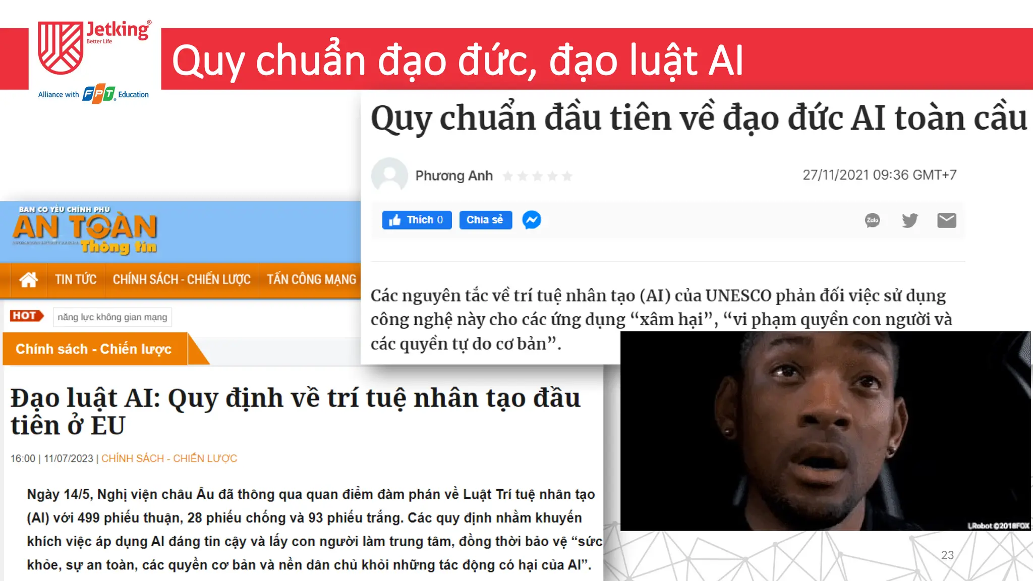 23
Quy chuẩn đạo đức, đạo luật AI
Phim: I, Robot (2004)
 