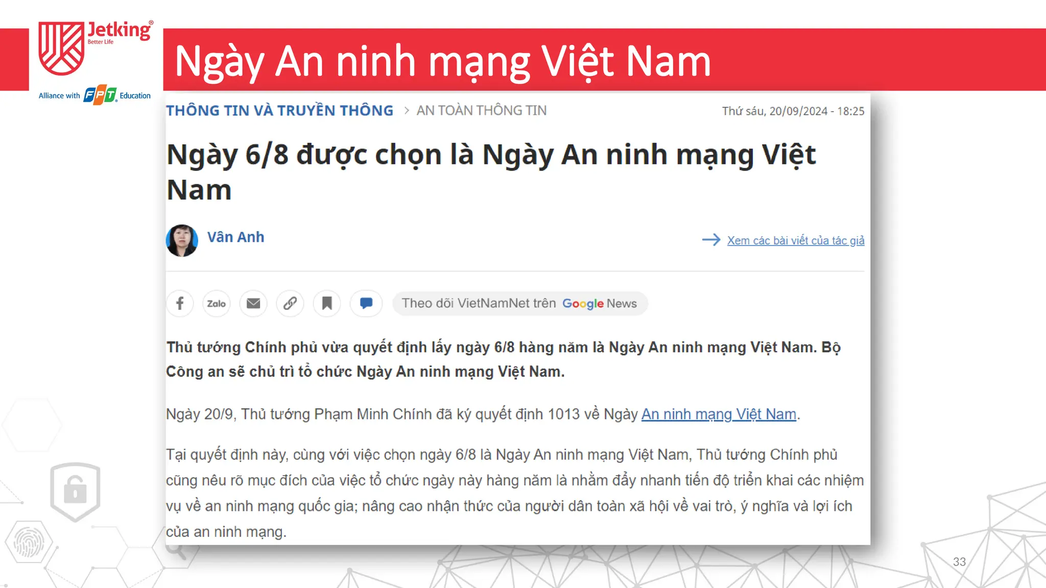 33
Ngày An ninh mạng Việt Nam
 