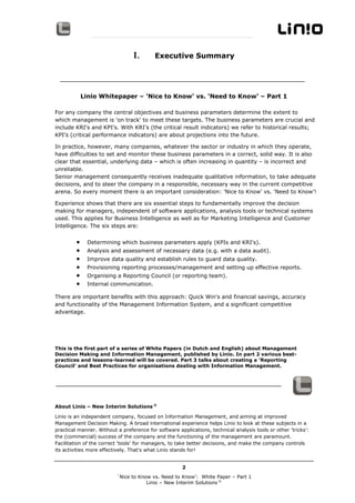 Information Management - Linio White Paper Part 1 'Nice-to-Know vs. Need-to-Know' - en
