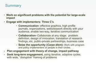 Getting your science into use: how to have impact