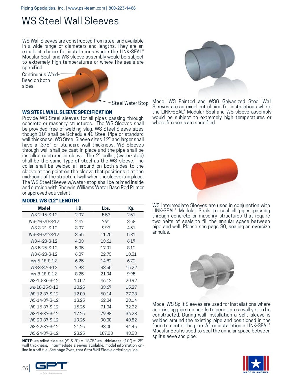 LinkSeal Modular Seals, CenturyLine Sleeves, CellCast Disks Engine…