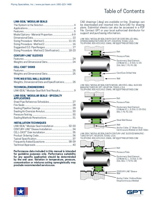 LinkSeal Modular Seals, CenturyLine Sleeves, CellCast Disks Engine…