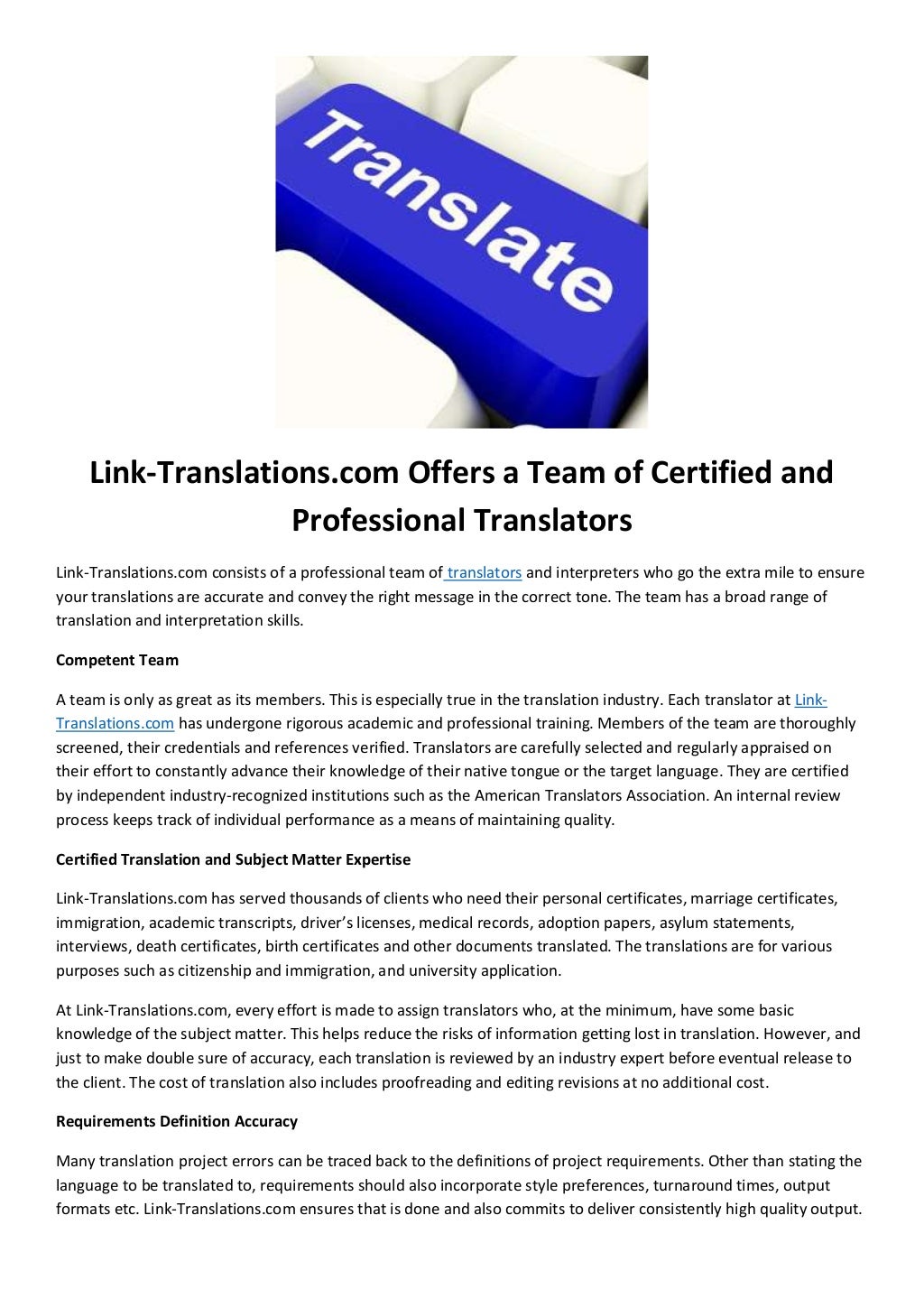 Offers a Team of Certified and Professional