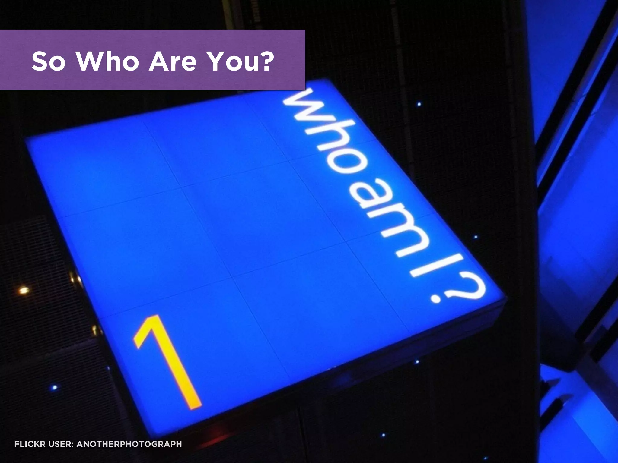 So Who Are You?
FLICKR USER: ANOTHERPHOTOGRAPH
 