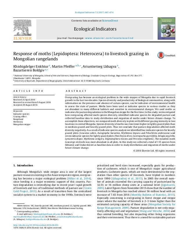 Ecological indicators