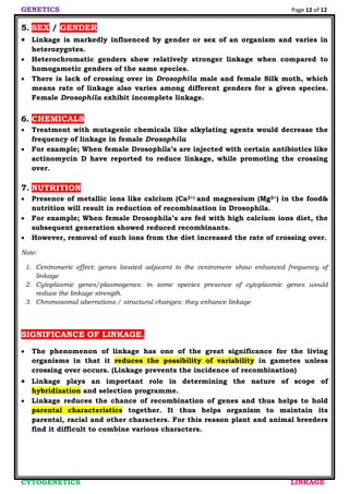 Linkage In Genetics Notes.pdf LINKAGE | PDF