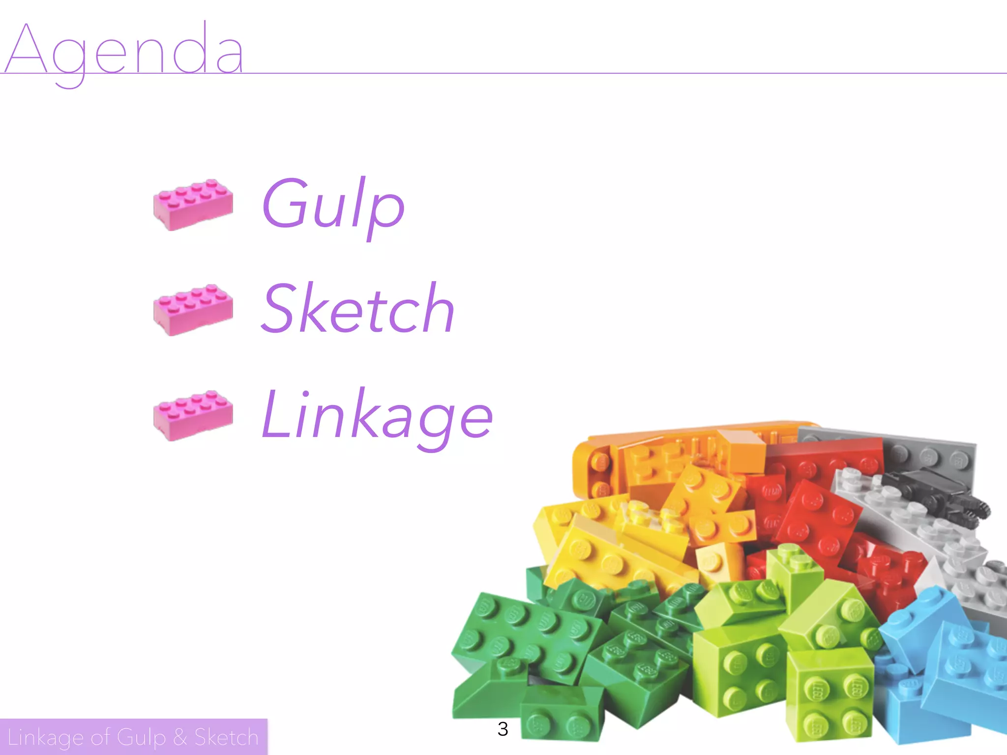 3
Agenda
Gulp
Sketch
Linkage
Linkage of Gulp & Sketch
 