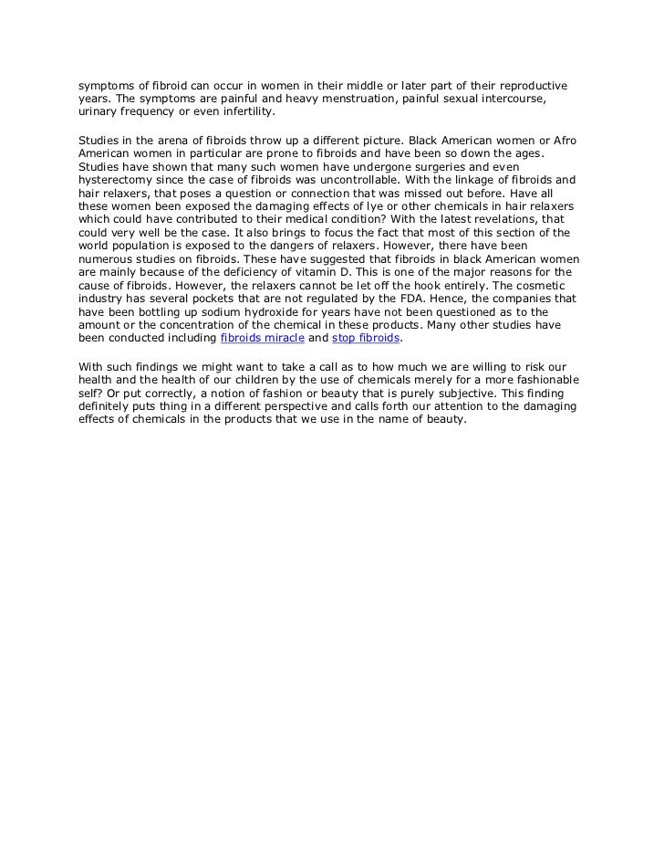 Linkage Of Hair Relaxers And Fibroids In Women
