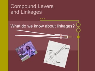 Compound Levers  and Linkages What do we know about linkages? 