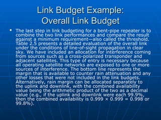 Basic Link Budget Analysis Example Link budget in Satellite Communication 1 | PPT