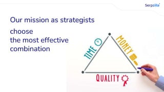 Our mission as strategists
choose
the most effective
combination
 