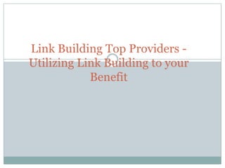 Link building top providers   utilizing link building to your benefit
