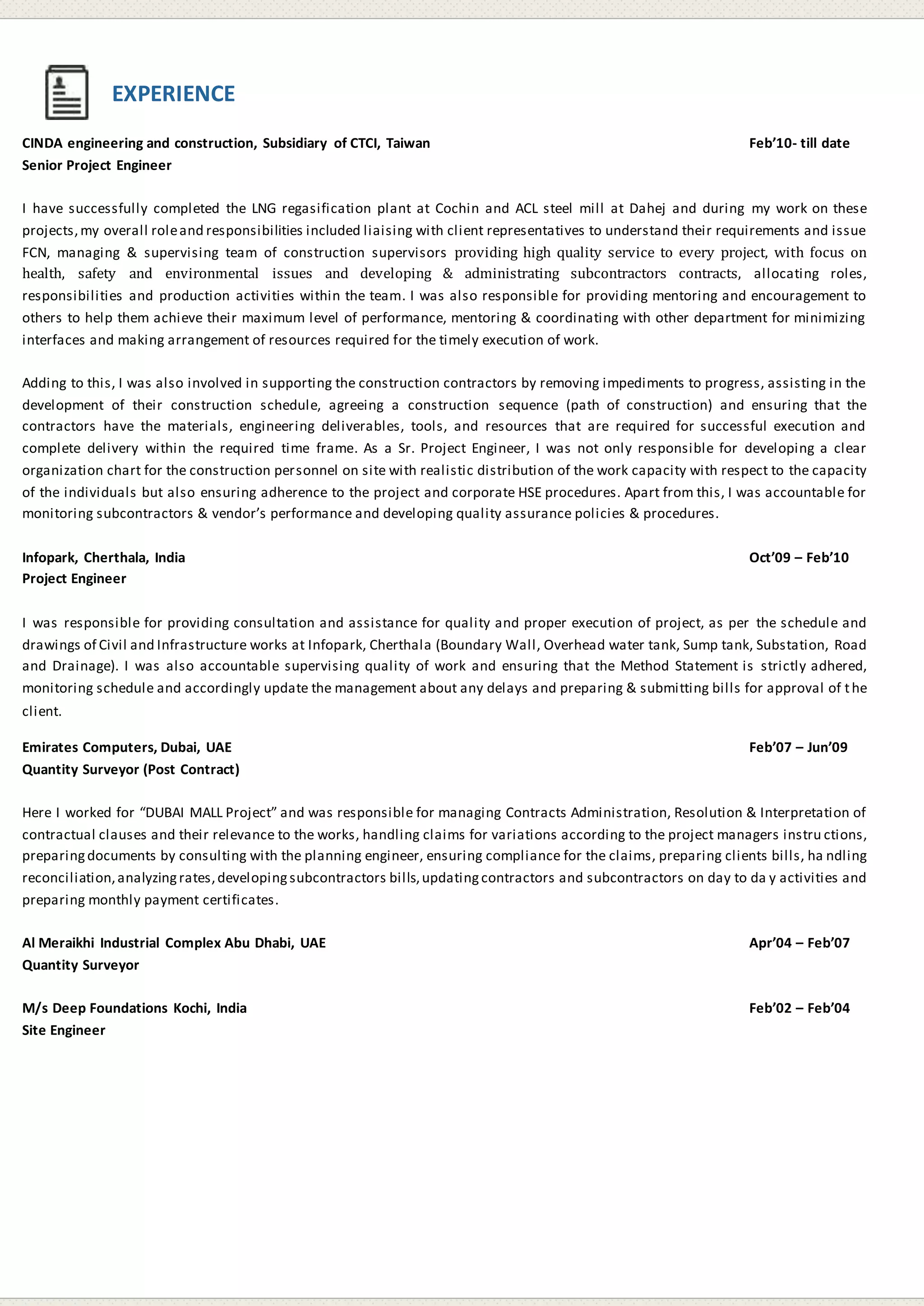 Senior Civil Engineer | DOCX