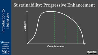 Introduction
to
Linked
Art
@azaroth42
robert.
sanderson
@yale.edu
Sustainability: Progressive Enhancement
 