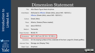 Introduction
to
Linked
Art
@azaroth42
robert.
sanderson
@yale.edu
Dimension Statement
 