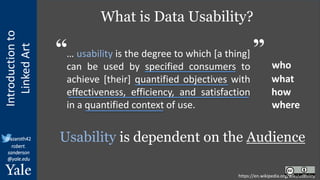 Introduction
to
Linked
Art
@azaroth42
robert.
sanderson
@yale.edu
What is Data Usability?
… usability is the degree to whi...