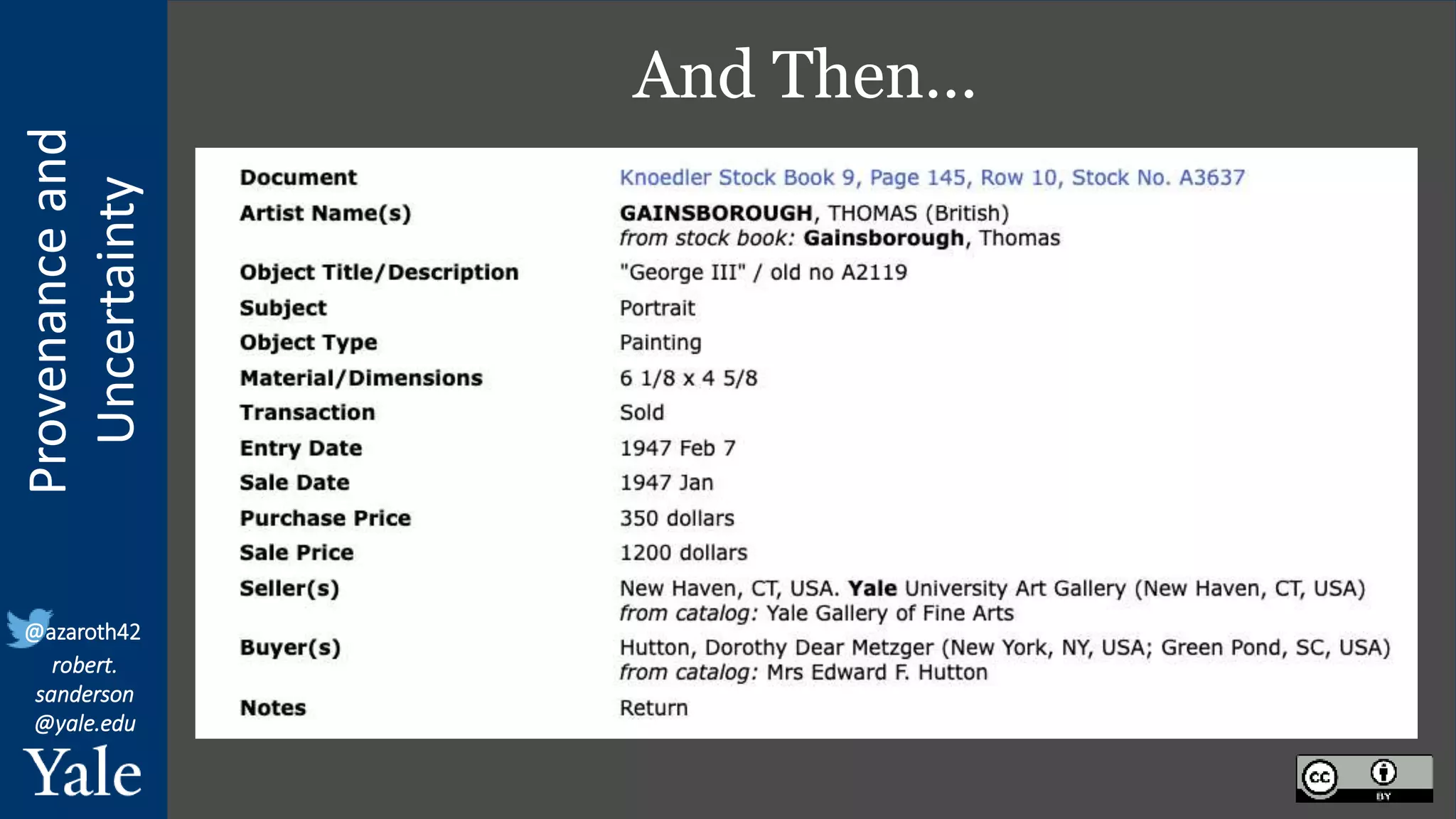 Provenance
and
Uncertainty
@azaroth42
robert.
sanderson
@yale.edu
And Then…
 