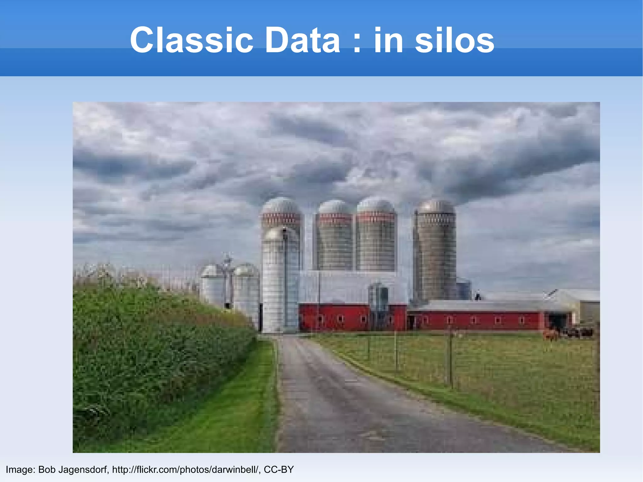Classic Data : in silos Image: Bob Jagensdorf, http://flickr.com/photos/darwinbell/, CC-BY 