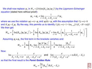 









=
=














∂
∂
∂
∂
=∇ ∑
g
g
g
gg
x
gg
xg
ijij
ij
ji
j
ij
i
cof
det
12
and
where
Thetotalenergy (i.e.,the sum of kinetic and potential energies – using an‘observable’
such as the Hamiltonian operator) for a Hydrogen molecule (H2) is given by the sum:
r1B
r2A
r2B
r1A
r12
−e1
−e2
mp is the mass of a Hydrogen nucleus while me is the
electronic mass. The Laplacian operator is:
with respect to the positions of the 1H nuclei A and B
and the positions of the electrons 1 and 2.
2
2
222
2
2
2
3
1
3
1
2
2
2
sin
1
sin
sin
11
sin
sin
1
ϕθθ
θ
θθ
θ
θ
∂
∂
+





∂
∂
∂
∂
+





∂
∂
∂
∂
=∇












∂
∂
∂
∂
=∇ ∑∑= =
rrr
r
rr
x
gr
xr i j
j
ij
i
ABo
2
21o
2
A2o
2
B1o
2
B2o
2
A1o
2
2
2
2
1
e
2
2
B
2
A
p
2
πε4πε4πε4πε4πε4πε4
)(
2
)(
2 r
e
r
e
r
e
r
e
r
e
r
e
mm
H ++−−−−∇+∇−∇+∇−=
hh
A Hydrogen molecule – with two bound
electrons (1 and 2) a distance r12 apart
to two protons (1H nuclei A and B)
separated by a inter-proton distance
rAB. The electrons and protons are
each separated from one another by
the radii r1A, r1B and r2A, r2B.
1HA
1HB
2017
MRT
+e1 +e2
One of the great early achievements of quantum mechanics was the description of the
chemical bond by Heitler and London in 1927. Prior to this time, it was impossible to
explain why two Hydrogen atoms came together to form a stable chemical bond.
Using spherical coordinates, x1 =r, x2 =θ, and x3 =ϕ, we
have for the Laplacian operator in spherical
coordinates (the square of the gradient or ∇2 =∇∇∇∇•∇∇∇∇):
125
rAB
 