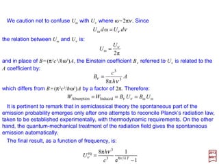 Now, when nuclear spins are included, the total wave function for a molecule can be
written (to a good approximation) as:
2017
MRT
where the product of wave functions consists of the description for electronic states,
vibrational and rotational motions, and the state of the nuclear spin.
SpinNuclearRotationallVibrationaElectronicTotal ψψψψψ =
136
Nuclear spins will generally have small effect on the molecular properties except for
special cases when the molecules are composed of identical nuclei. In this situation the
spins can indirectly exert a very great influence. To see how this comes about let us
consider the case of ortho- and para-hydrogen, first explained by Dennison. Since each
proton has a spin of ½ (in units of h) the H2 molecule can be formed with the proton spins
parallel (i.e., ortho-hydrogen) and antiparallel (i.e., para-hydrogen). In cases such as this
involving identical statistics (i.e., the total wave function is antisymmetric and the Pauli
exclusion principle follows) if the nuclear spins are half-integer and Bose-Einstein
statistics (i.e., the total wave function is symmetric) if the nuclear spins are integers.
Consequently, for the H2 molecule the total wave function must be antisymmetric.
 