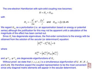 No more than 2 electrons in this single 1s orbital.
No more than 6 electrons in these 2p (px,
py, & pz ) orbitals.
No more than 2 electrons in this 2s orbital.
No more than 6 electrons in these
3p (px, py, & pz ) orbitals.
No more than 2 electrons in this 3s
orbital.
No more than 10 electrons in these
3d (dxz, dyz ,dxy, d x2 −−−−y2 & dz2 ) orbitals.
No more than 18 electrons in
these 4 f (fz3 −−−−(3/5)zr2 , fy3 −−−− (3/5)yr2 ,
fx3 −−−−(3/ 5)xr2 , fx(z2 −−−−y2) , fy(x2 −−−−z2) , fz(x2 −−−−y2)
& fxyz) orbitals.
ψ1s
ψ2s & ψ2pz
ψ2px
ψ3s, ψ3pz
& ψ3dx2
ψ3px
& ψ3dxz
ψ3dxy
ψ4s , ψ4pz
, ψ4dz2 & ψ4f z3 −−−−(3/5)zr2
ψ4px
, ψ4dxz
& ψ4f y(x2−−−− z2)
1s
2s
2pz
2px
3dz2
3pz
3px
3dxz
3dxy
3s
4fz3−−−−(3/5)zr2
4fy(x2−−−−z2)
Each electron can have a Spin Up component(Sz =+½h) and a Spin Down (Sz =−−−−½h)
along the z-axis within each orbital – both not both.This is Pauli’s Exclusion Principle.
llll = 0= 0= 0= 0 llll = 1= 1= 1= 1 llll = 2= 2= 2= 2 llll = 3= 3= 3= 3
2017
MRT
28
 