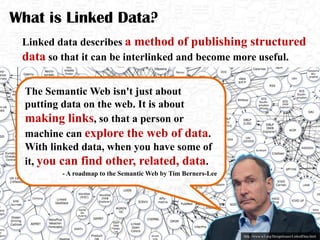 What is Linked Data?
   Linked data describes a method of publishing structured
   data so that it can be interlinked and ...
