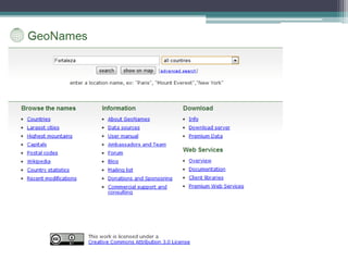 Consumo de Linked Data
• Ponto de partida
 ▫ URIs
 ▫ Palavras-chave
 ▫ Consultas SPARQL
• Tipos de Aplicações que consomem Linked Data
 ▫ Aplicações genéricas
 ▫ Aplicações de domínio específico
 
