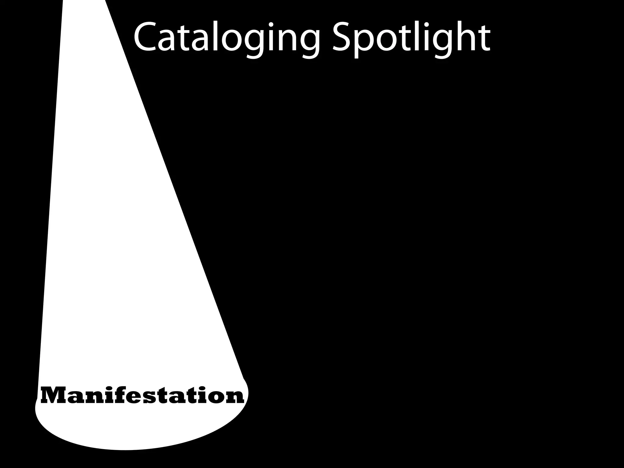 Cataloging Spotlight




Manifestation          Marc
 