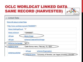 OCLC WORLDCAT LINKED DATA
SAME RECORD (HARVESTED)
 