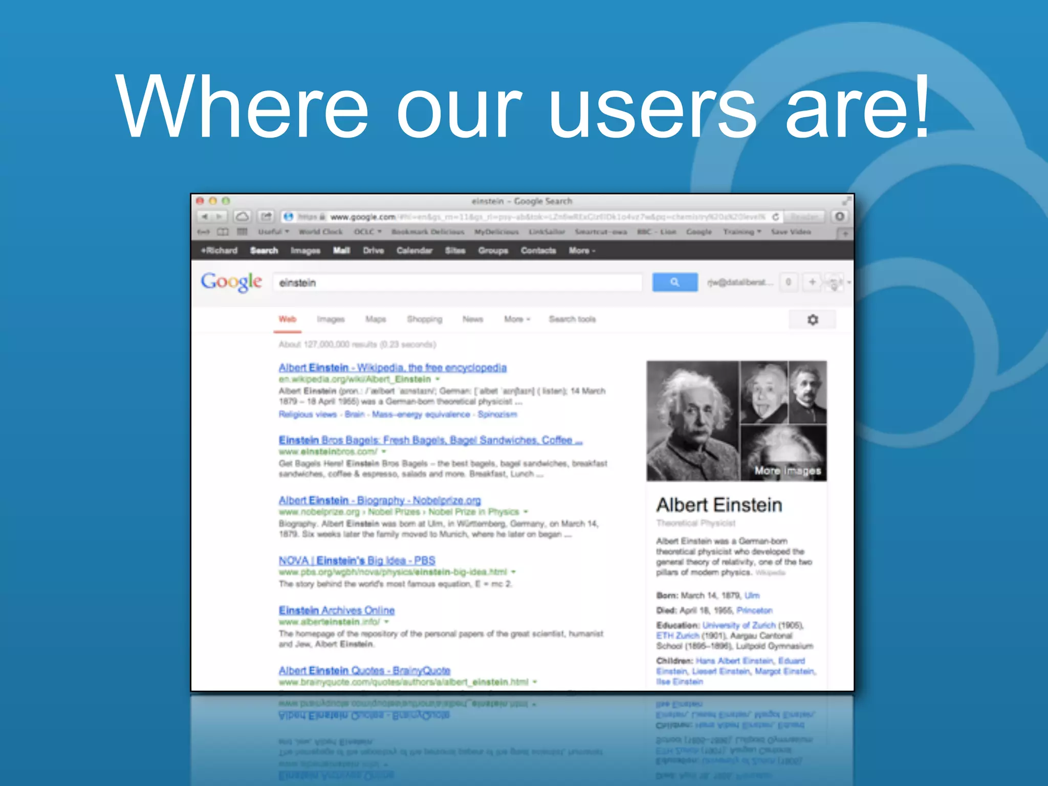 The world’s libraries. Connected.
Where our users are!
 