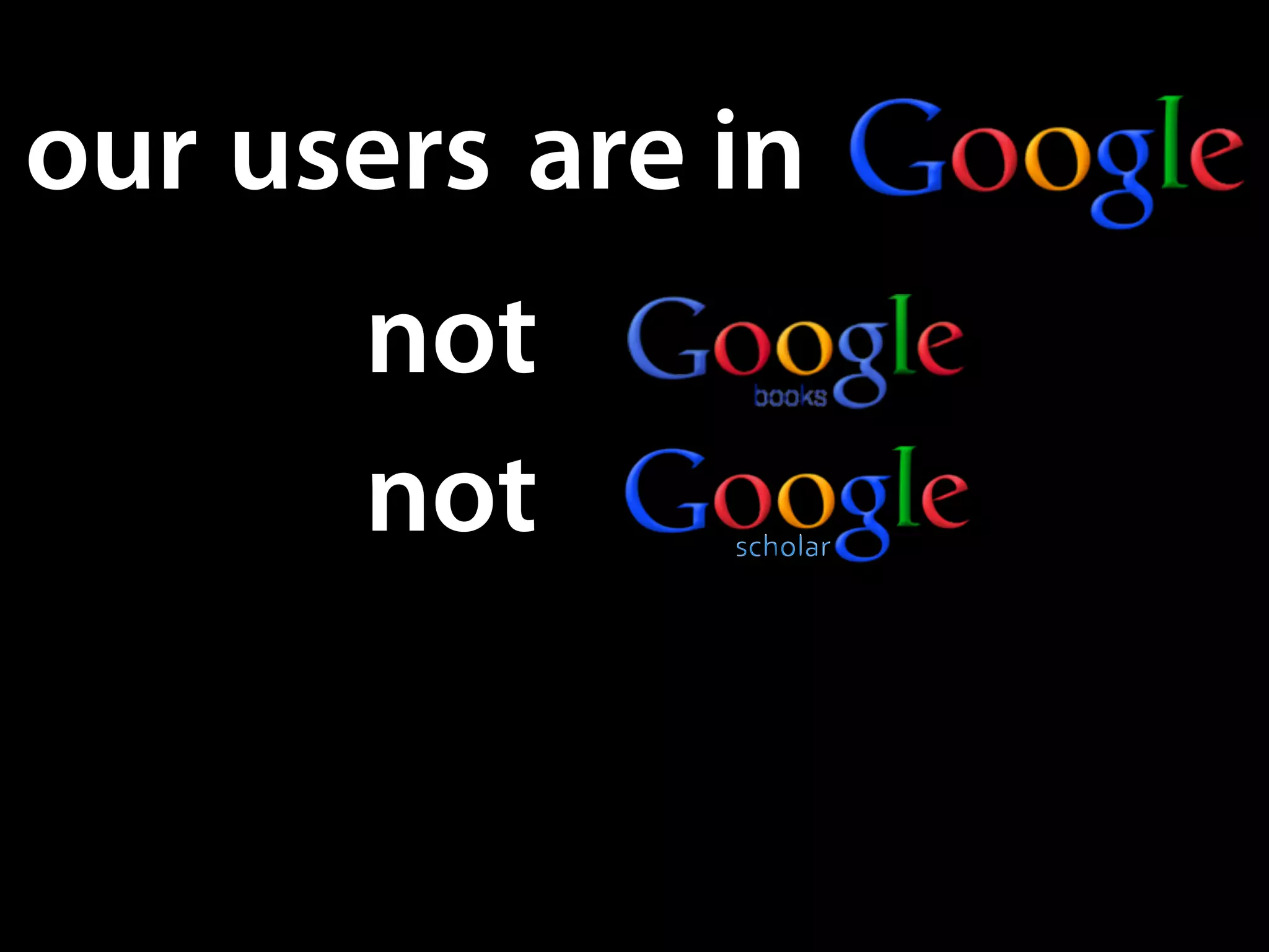 are in
not
not
our users
 