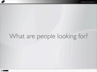 shared innovation™
What are people looking for?
 