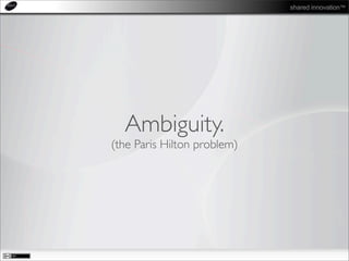 shared innovation™
Ambiguity.
(the Paris Hilton problem)
 