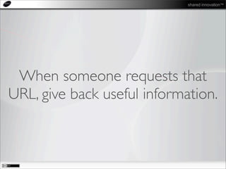 shared innovation™
When someone requests that
URL, give back useful information.
 