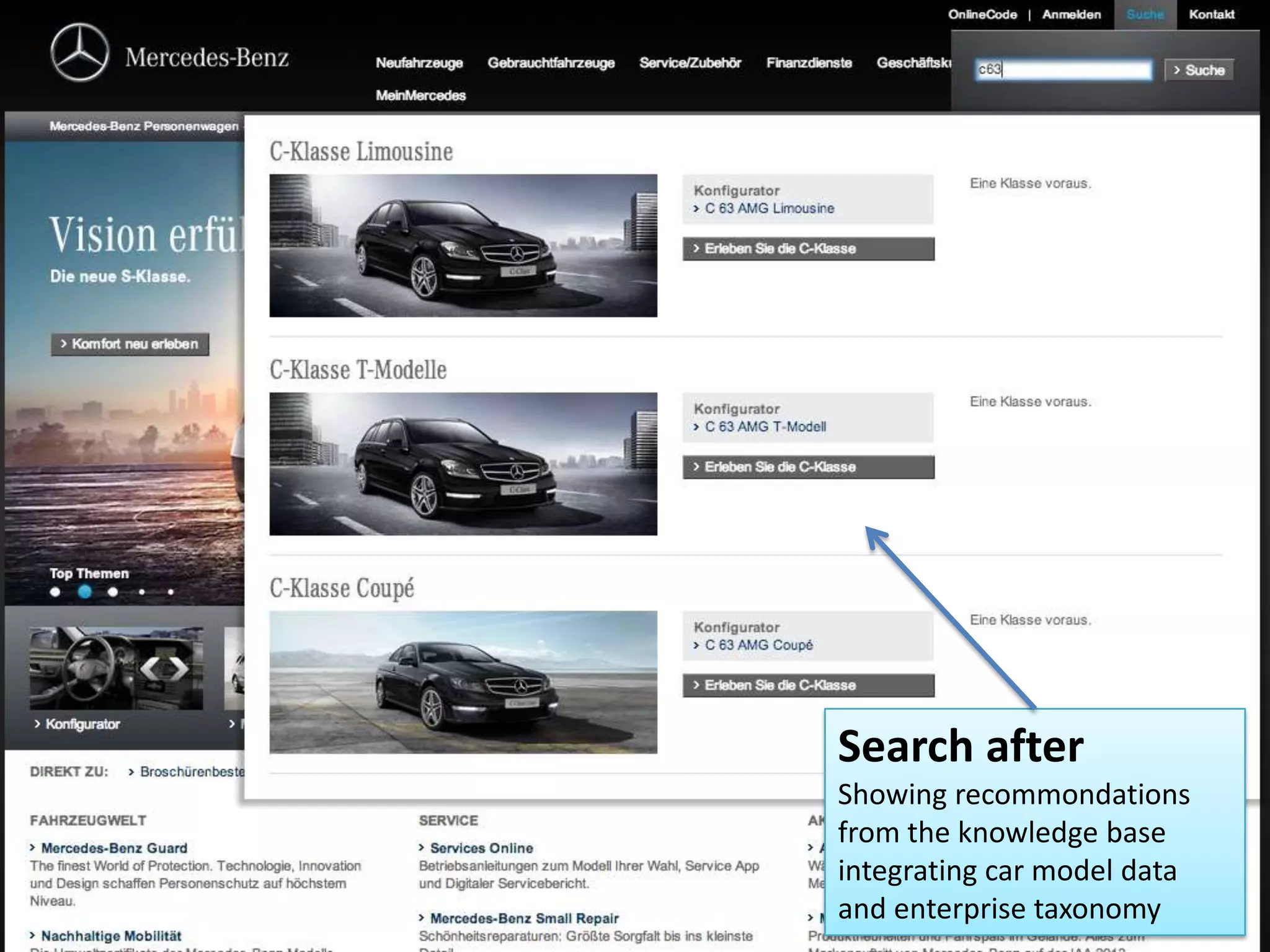 Creating Knowledge out of Interlinked Data Search after Showing recommondations from the knowledge base integrating car model data and enterprise taxonomy 
