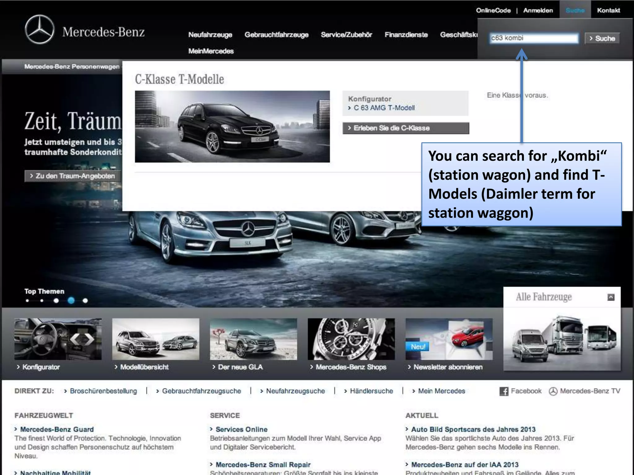 Creating Knowledge out of Interlinked Data You can search for „Kombi“ (station wagon) and find T- Models (Daimler term for station waggon) 