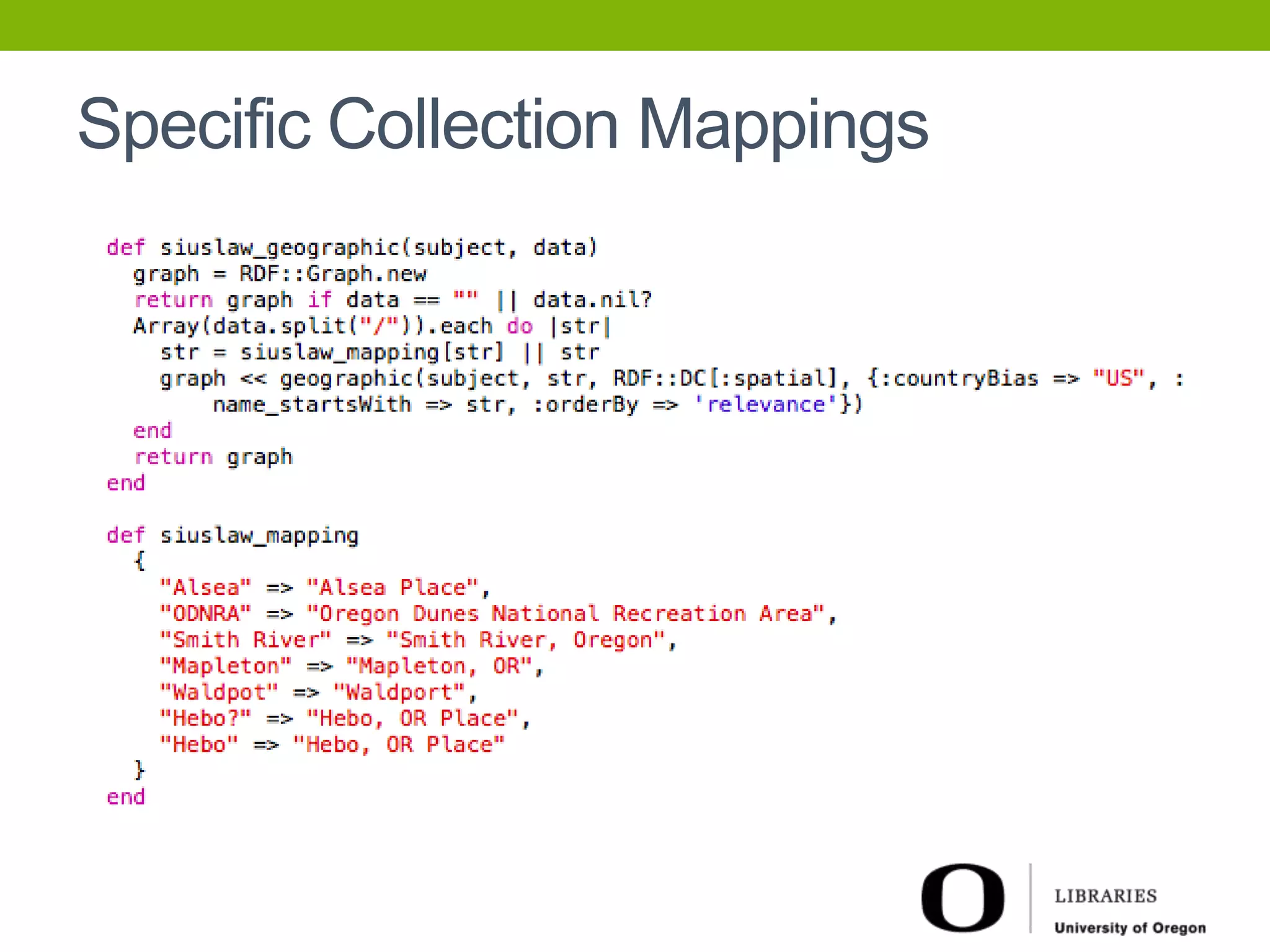 Specific Collection Mappings 
 