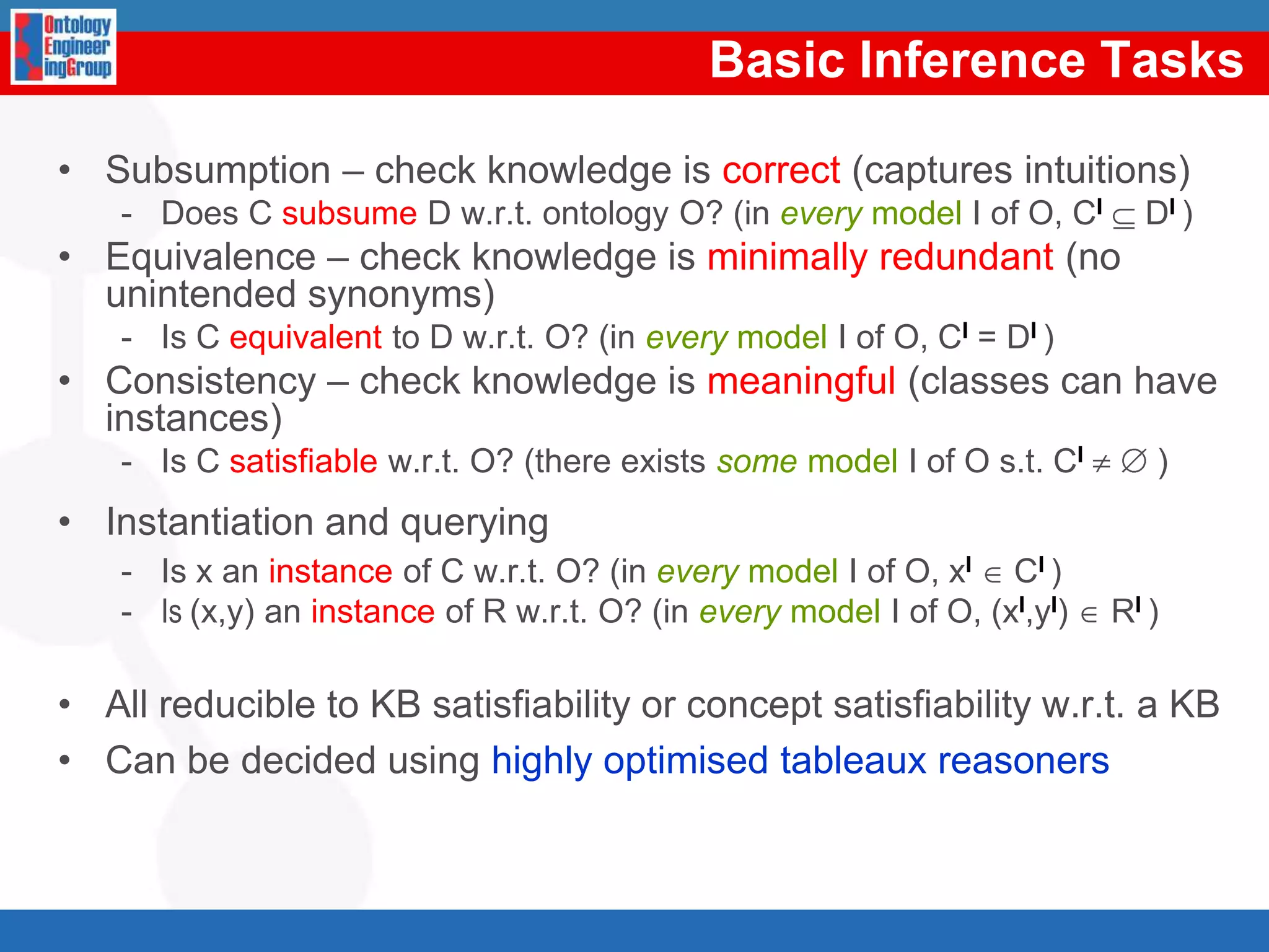 Graph patternsBasic Graph Patterns, where a set of triple patterns must matchGroup Graph Pattern, where a set of graph patterns must all matchOptional Graph patterns, where additional patterns may extend the solutionAlternative Graph Pattern, where two or more possible patterns are triedPatterns on Named Graphs, where patterns are matched against named graphs92