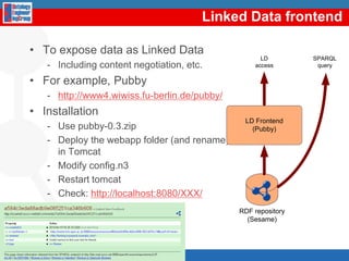 3. Generation of RDFFrom the Data sourcesGeographic information (Databases)Statistic information (.xsl)Geospatial information Different technologies for RDF generationReengineering patternsR20 and ODEMapsterAnnotation toolsGeometry generationIdentificationof the data sourcesVocabularydevelopmentGenerationof the RDF DataPublicationof the RDF data Data cleansingLinking the RDF dataEnable effective discovery