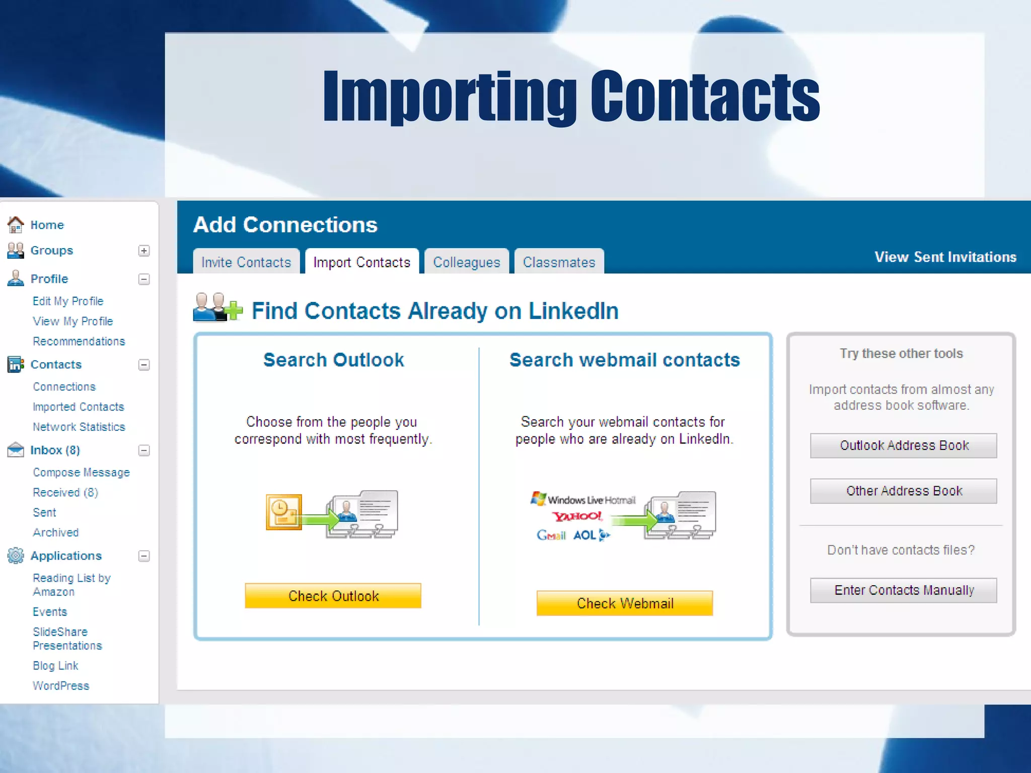 Importing Contacts
 