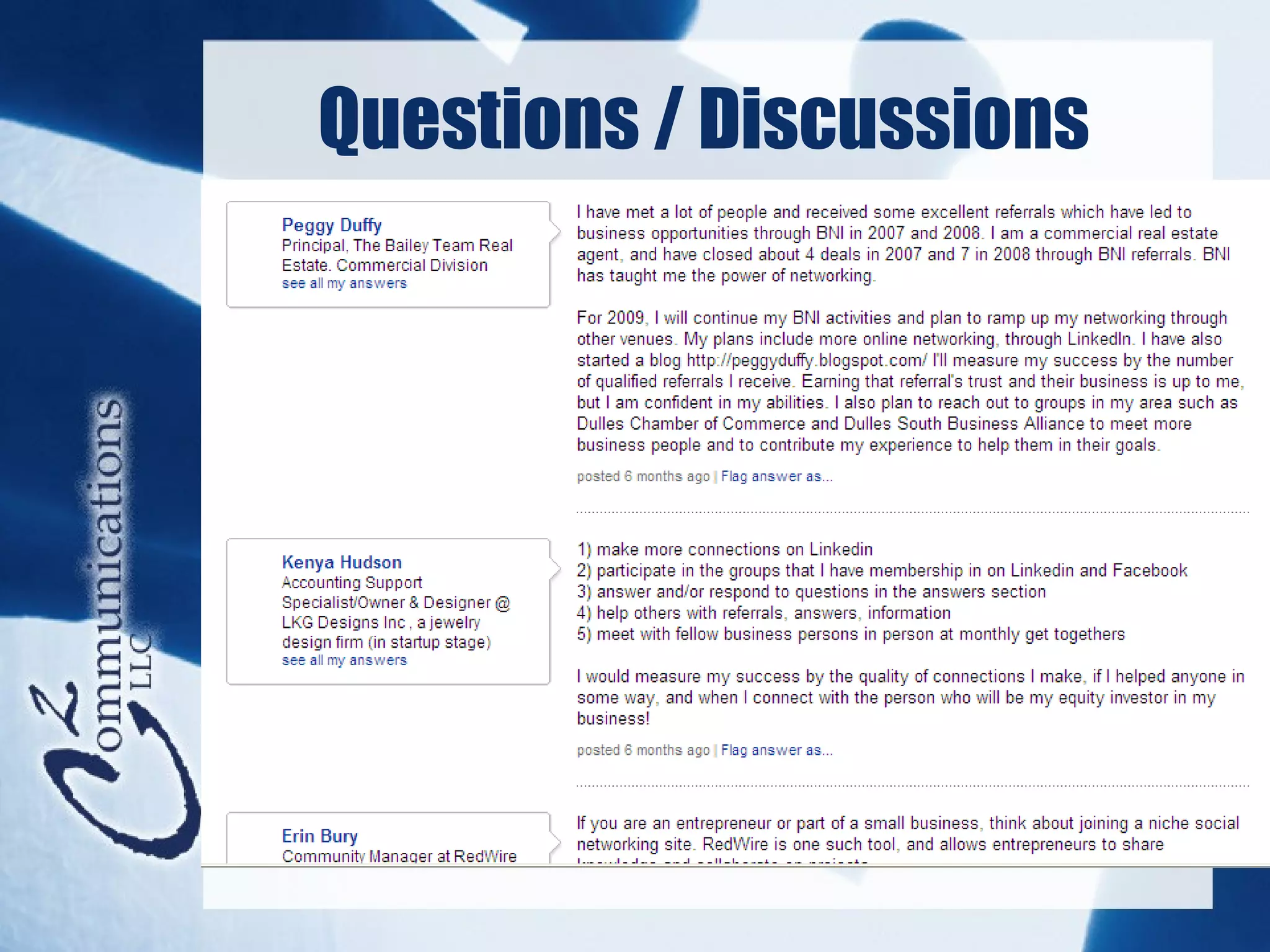 Questions / Discussions
 