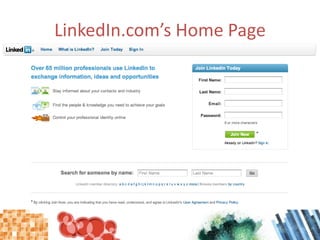 LinkedIn.com’s Home Page