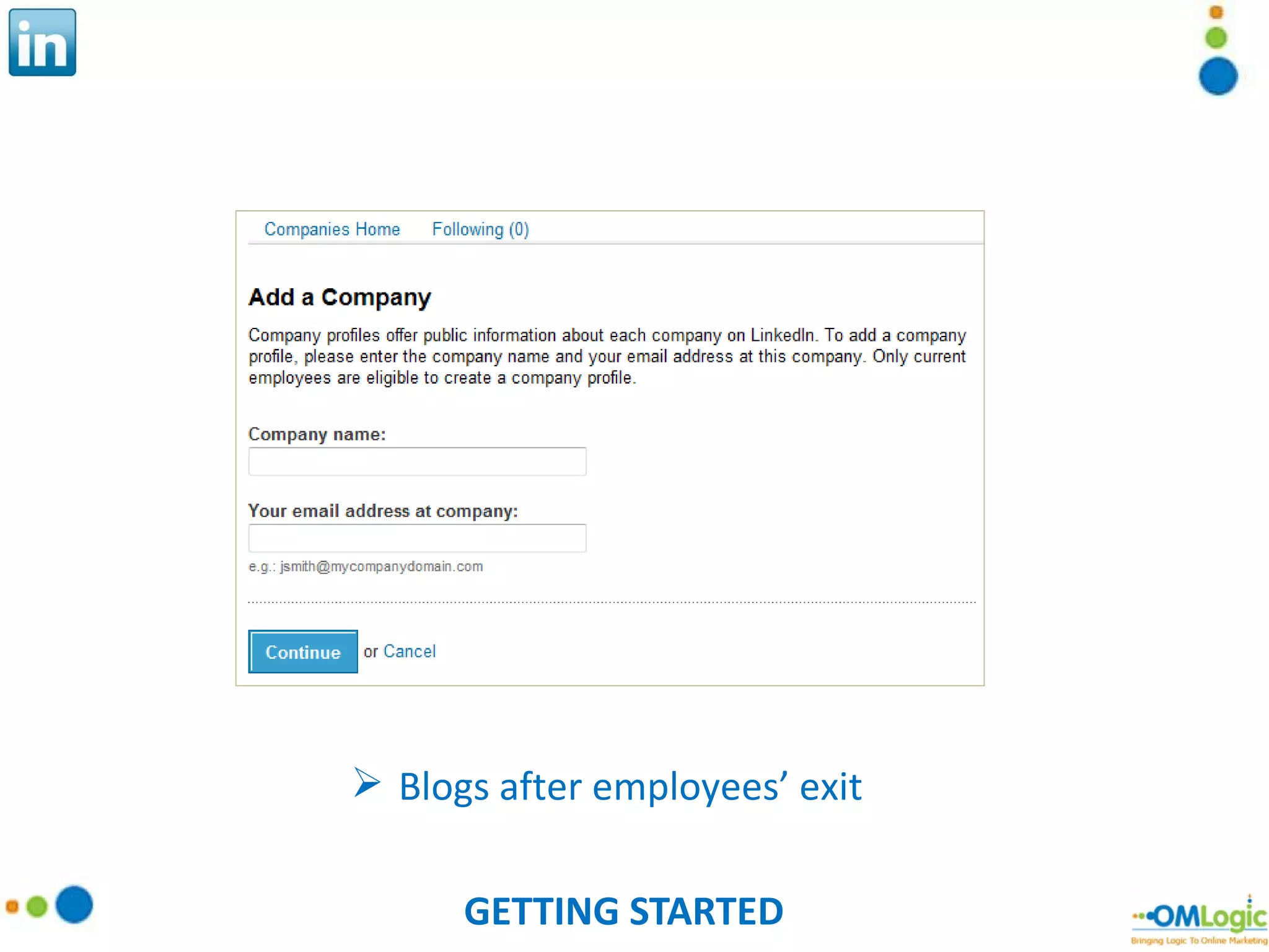 GETTING STARTED Blogs after employees’ exit 