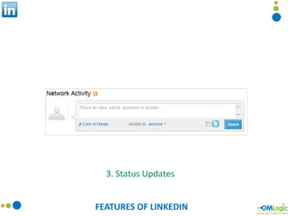 FEATURES OF LINKEDIN 3. Status Updates 