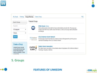 FEATURES OF LINKEDIN 5. Groups 