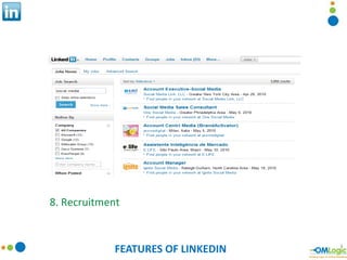FEATURES OF LINKEDIN 8. Recruitment 