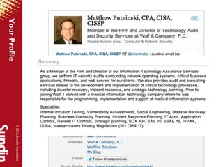 © 2012, Sundin Associates
Your Profile
 