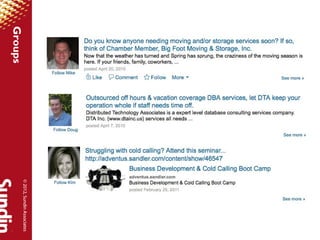 © 2012, Sundin Associates
Groups
 