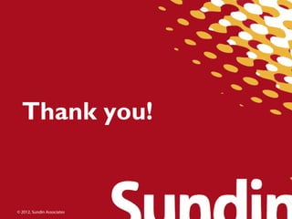 Thank you!


© 2012, Sundin Associates
 